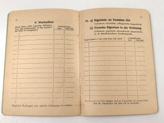 "Mein Eigentum - Inventar-Verzeichnis für den Notfall, Ausgabe A" 16 Seiten, DIN A6, blanko