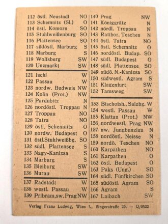 "Ortsverzeichnis der Luftwarngebiete" 4 Seiten, DIN A6