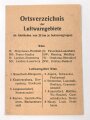 "Ortsverzeichnis der Luftwarngebiete" 4 Seiten, DIN A6