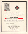 "Leibstandarte Adolf Hitler "Heldentodkarte eines Angehörigen, Gefallen in der Normandie, Maße 12 x 14,5 cm