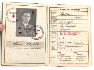 Wehrpaß Heer, eingestellt am 11.6.1940 bei Schtz. Ers, Kp. 62 Landshut.