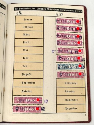 Deutsche Arbeitsfront Mitgliedsbuch einer Angehörigen aus dem Gau Salzburg, datiert 1942