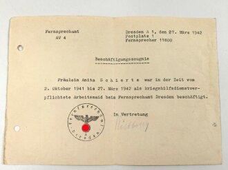 Reichsarbeitsdienst für die weibliche Jugend "Dienstausweis einer Arbeitsmaid II" ausgestellt 1945, mit Beschäftigungszeugnis und Entlassungsschein, entnazifiziert