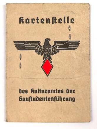 Ausweis der Kartenstelle des Kulturamtes der Gaustudentenführung der Universität Wien von einem Studenten