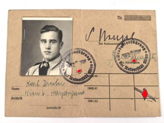 Ausweis der Kartenstelle des Kulturamtes der Gaustudentenführung der Universität Wien von einem Studenten