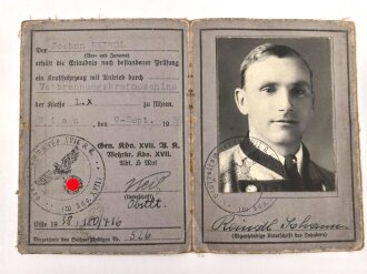 Wehrmacht Führerschein eines Mannes aus Wien, datiert 1938