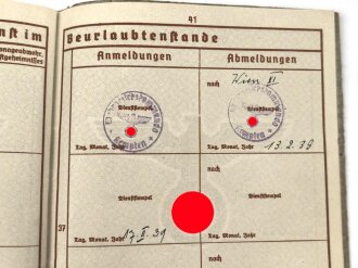 Wehrpaß Heer, eingestellt am 1.240 bei Schtz. Ers. Btl. Wien.