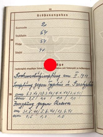 Wehrpaß Heer, eingestellt am 1.240 bei Schtz. Ers. Btl. Wien.