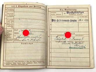 Wehrpaß Heer, eingestellt am 1.240 bei Schtz. Ers. Btl. Wien.