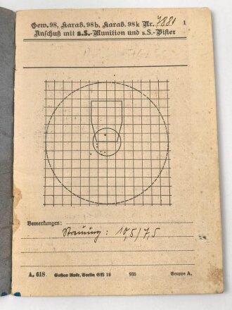 Scheißbuch Gruppe A eines Angehörigen der 6. kompanie Inf.-Rgt. 33, Schiesjahr 1937