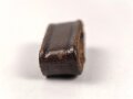 Schieber aus braunem Leder für Trageriemen der Wehrmacht. Innen gemessen 20mm, Breite 11,5mm