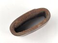 Schieber aus braunem Leder für Trageriemen der Wehrmacht. Innen gemessen 47mm, Breite 40,5mm