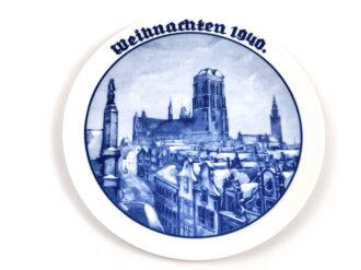 "Marienkirche in Danzig" Wandteller anlässlich " Weihnachten 1940"  Guter Zustand, Durchmesser 22cm, Hersteller Rosenthal Porzellan