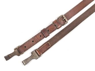 Trageriemen für diverse Taschen von Parteiverbänden. Braunes Leder , Gesamtlänge wie fotografiert 111cm