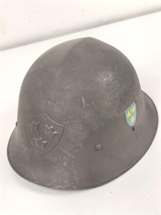 Schweden, Stahlhelm M21/26. Originallack, getragenes Stück
