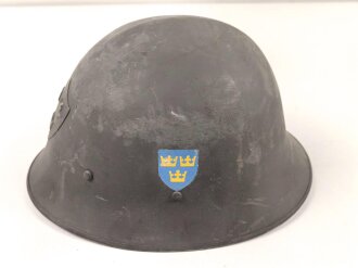 Schweden, Stahlhelm M21/26. Originallack, getragenes Stück