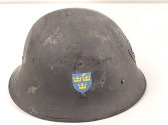 Schweden, Stahlhelm M21/26. Originallack, getragenes Stück