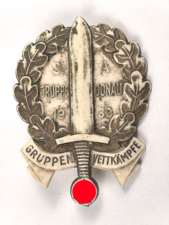 Kunststoffabzeichen " SA Gruppenwettkämpfe Gruppe Donau 1939"
