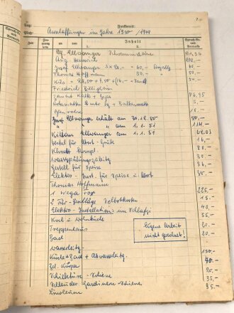 Funktrupp Betriebsbuch, angefangen am 24.1.1944, Zwei Seiten geführt, dann Zivil weiterverwendet. DIN A4