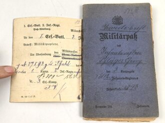 Militärpaß eines Angehörigen Infanterie Regiment 12, Eingestellt 25.2.15, Frankreichfeldzug, viele Einträge