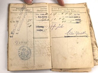 Militärpaß eines Angehörigen Infanterie Regiment 12, Eingestellt 25.2.15, Frankreichfeldzug, viele Einträge