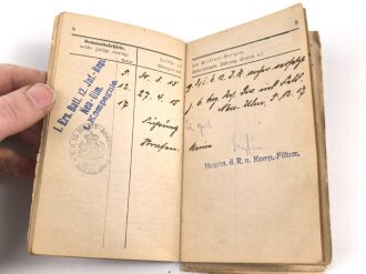 Militärpaß eines Angehörigen Infanterie Regiment 12, Eingestellt 25.2.15, Frankreichfeldzug, viele Einträge