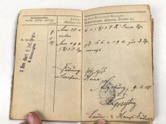 Militärpaß eines Angehörigen Infanterie Regiment 12, Eingestellt 25.2.15, Frankreichfeldzug, viele Einträge