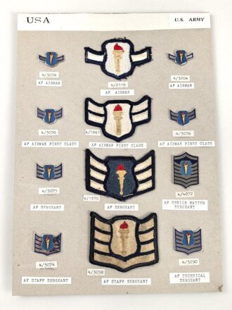 U.S. Air Force Reserve Officer Training Corps, Sammlung Abzeichen, jeweils auf Karton befestigt