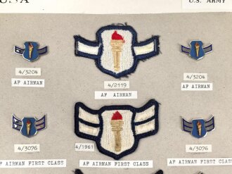 U.S. Air Force Reserve Officer Training Corps, Sammlung Abzeichen, jeweils auf Karton befestigt