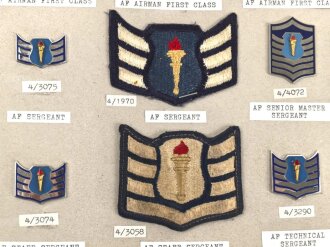 U.S. Air Force Reserve Officer Training Corps, Sammlung Abzeichen, jeweils auf Karton befestigt