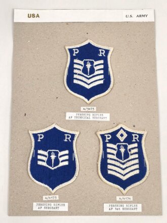 U.S. Air Force Reserve Officer Training Corps, Sammlung " Pershing Rifles" Abzeichen, jeweils auf Karton befestigt