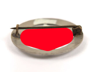 N.S. Sympathieabzeichen, umrandete Brosche mit auf der Spitze stehendem Hakenkreuz . Buntmetall versilbert, 30mm Durchmesser