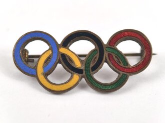 Olympiade 1936, Olympische Ringe als Anstecknadel, Breite 29mm