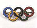 Olympiade 1936, Olympische Ringe als Anstecknadel, Breite 29mm