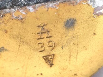 Reichsarbeitsdienst der weiblichen Jugend , Brosche für Stabsführerin. Aluminium vergoldet, Hersteller Assmann 39.