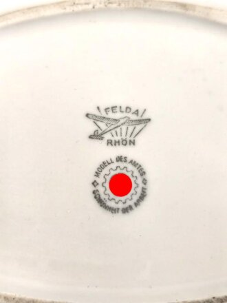 Deutsche Arbeitsfront, Kantinenporzellan Menüteller Durchmesser 27,5cm, Hersteller Felda Rhön, gebraucht