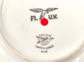 Luftwaffe,  Kantinenporzellan Dessertschale, Durchmesser etwa 17cm, Hersteller Felda Rhön 1941. Gebraucht.