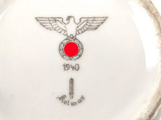 Heer, Kantinenporzellan große Tasse, Durchmesser etwa 10,5cm, Hersteller Kolmar 1940. Gebraucht, am Rand defekt