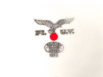 Luftwaffe, Kantinenporzellan flacher Teller, Durchmesser 23cm, Hersteller Bauscher Weiden 1939. Gebraucht.