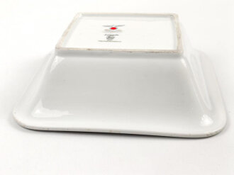 Heer, , Kantinenporzellan große, eckige Schale, Kantenlänge 26cm, Hersteller Hutschenreuther Bavaria 1937. Gebraucht, zusätzlich markiert Reichsarbeitsdienst