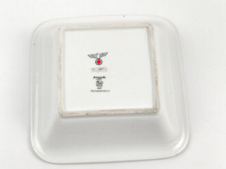 Heer, , Kantinenporzellan große, eckige Schale, Kantenlänge 26cm, Hersteller Hutschenreuther Bavaria 1937. Gebraucht, zusätzlich markiert Reichsarbeitsdienst