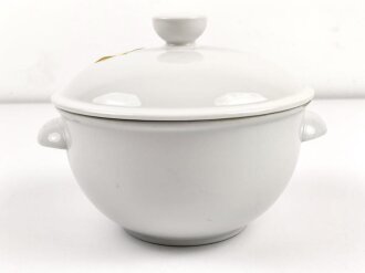 Deutsche Arbeitsfront, Kantinenporzellan große Schüssel mit Deckel,  Durchmesser 21,5cm, Hersteller Felda Rhön, gebraucht