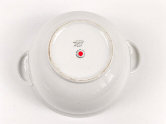 Deutsche Arbeitsfront, Kantinenporzellan große Schüssel mit Deckel,  Durchmesser 21,5cm, Hersteller Felda Rhön, gebraucht