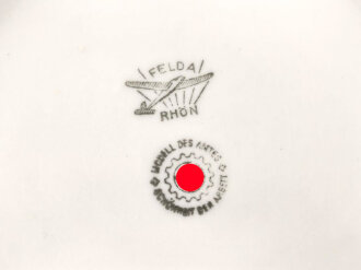 Deutsche Arbeitsfront, Kantinenporzellan große Schüssel mit Deckel,  Durchmesser 21,5cm, Hersteller Felda Rhön, gebraucht