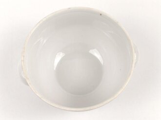 Deutsche Arbeitsfront, Kantinenporzellan große Schüssel mit Deckel,  Durchmesser 21,5cm, Hersteller Felda Rhön, gebraucht