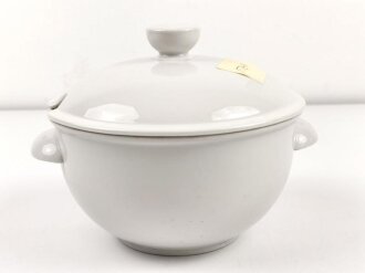 Deutsche Arbeitsfront, Kantinenporzellan große Schüssel mit Deckel,  Durchmesser 21,5cm, Hersteller Felda Rhön, gebraucht