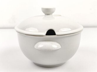 Deutsche Arbeitsfront, Kantinenporzellan große Schüssel mit Deckel,  Durchmesser 21,5cm, Hersteller Felda Rhön, gebraucht