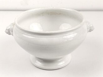 Luftwaffe,  Kantinenporzellan große Terrine mit Löwenköpfen, Durchmesser etwa 24cm, Hersteller Heinrich Bavaria 1940. Gebraucht.