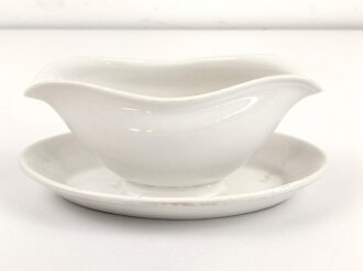 Luftwaffe, Kantinenporzellan Sauciere, Hersteller Tielsch Altwasser 1936. Gesamtlänge 25cm, gebraucht