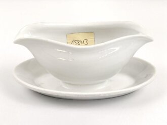 Luftwaffe, Kantinenporzellan Sauciere, Hersteller Tielsch Altwasser 1936. Gesamtlänge 25cm, gebraucht